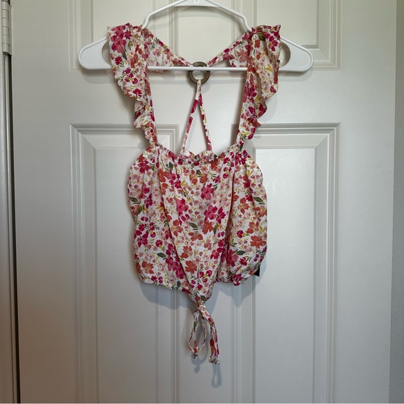 No Boundaries 2 Piece Skirt Set- White Pink Orange Floral Medium - Picture 4 of 13